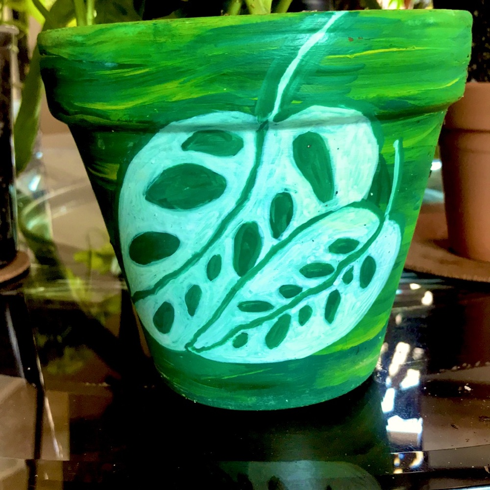 SOLD- Hand painted pot for plants.